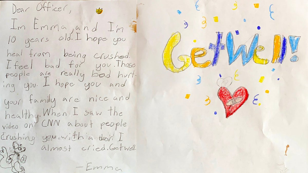 Emma Jablonski wrote this letter to the officer, later identified by police as Daniel Hodges. (Courtesy Johnna Jablonski)