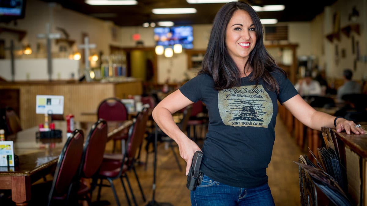 Owner Lauren Boebert poses for a portrait at Shooters Grill in Rifle, Colo., on April 24, 2018. (EMILY KASK / AFP via Getty Images)