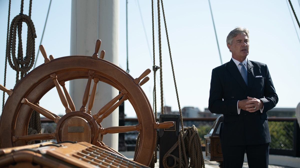 File photo - Secretary of the Navy Kenneth Braithwaite announces USS Constellation (FFG 62) as the name for the first ship in the new Guided Missile Frigate class of ships while aboard the museum ship Constellation in Baltimore Inner Harbor, Baltimore, Md., Oct. 7, 2020.