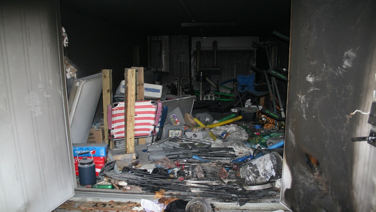 This photo shows the inside of the shed where a fire broke out that killed Tony Hsieh. 