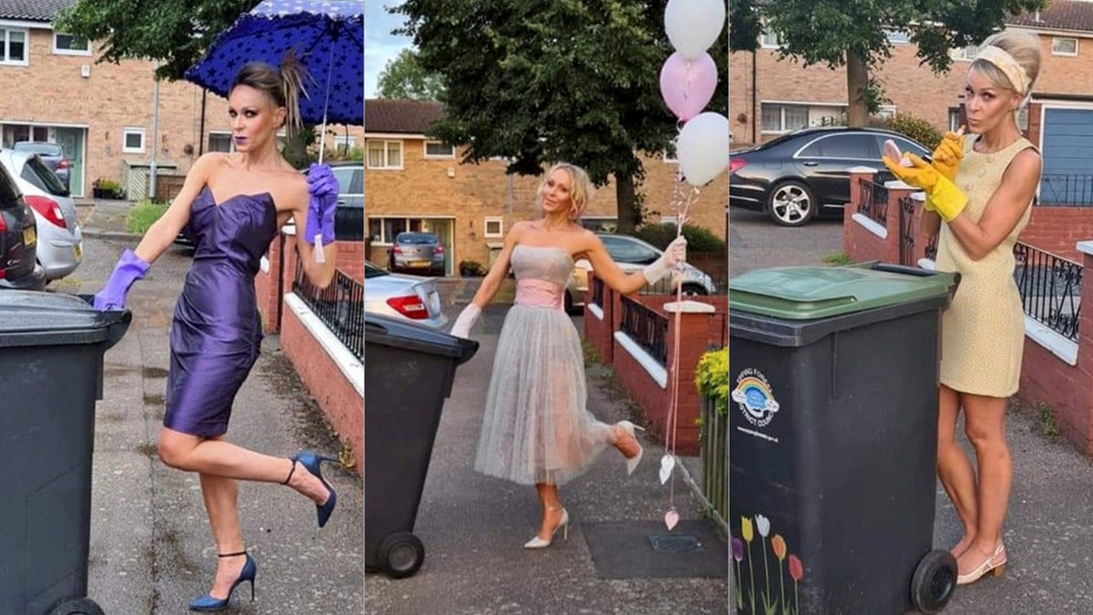 "It was so funny dressing up and going out to push my wheelie bin," the 49-year-old said of the four-month stunt. (SWNS.)