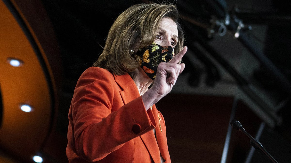 U.S. House Speaker Nancy Pelosi, a Democrat from California, speaks during a news conference at the U.S. Capitol in Washington, D.C., U.S., on Friday, Jan. 15, 2021. Pelosi?described the impeachment of President?Donald Trump?as "so urgent" but declined to say when the House will send the single charge for inciting insurrection to the Senate to begin his trial. Photographer: Sarah Silbiger/Bloomberg via Getty Images