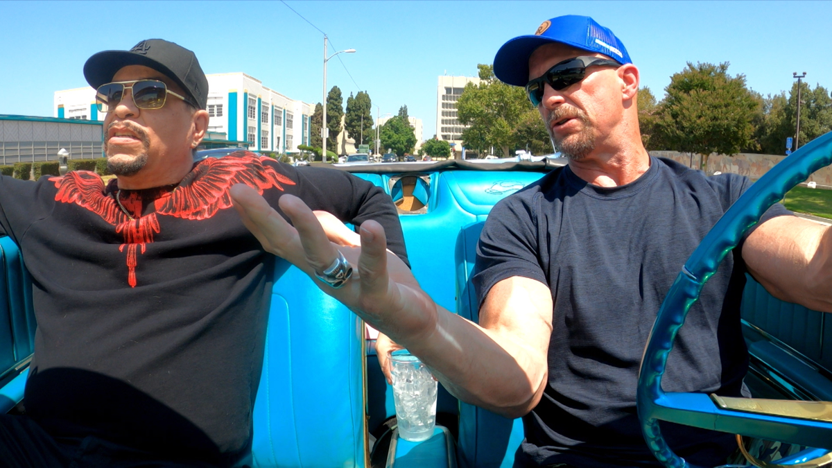Ice T (L) and Steve Austin (R) filming 'Straight Up with Steve Austin.'