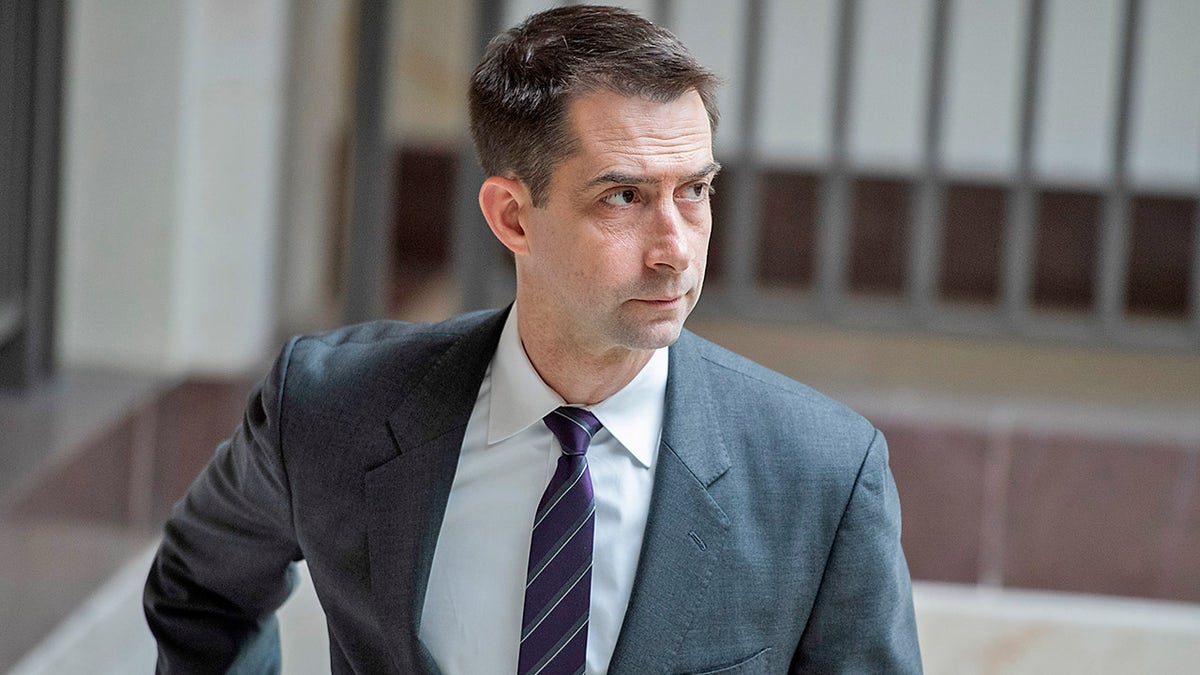 Sen. Tom Cotton, R-Ark., is seen in the Capitol Visitor Center on Tuesday, May 19, 2020. (Photo By Tom Williams/CQ-Roll Call, Inc via Getty Images)
