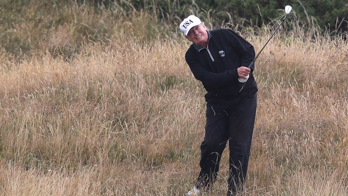 President Donald Trump playing golf at Trump Turnberry in South Ayrshire