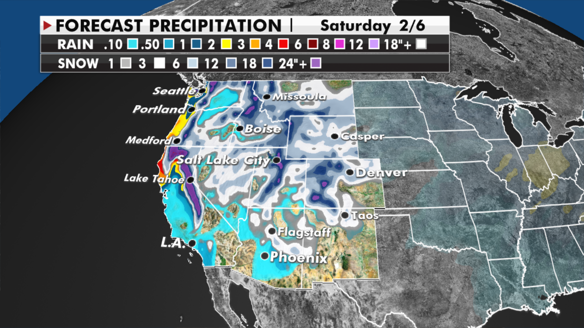 Expected precipitation in the Western U.S. (Fox News)