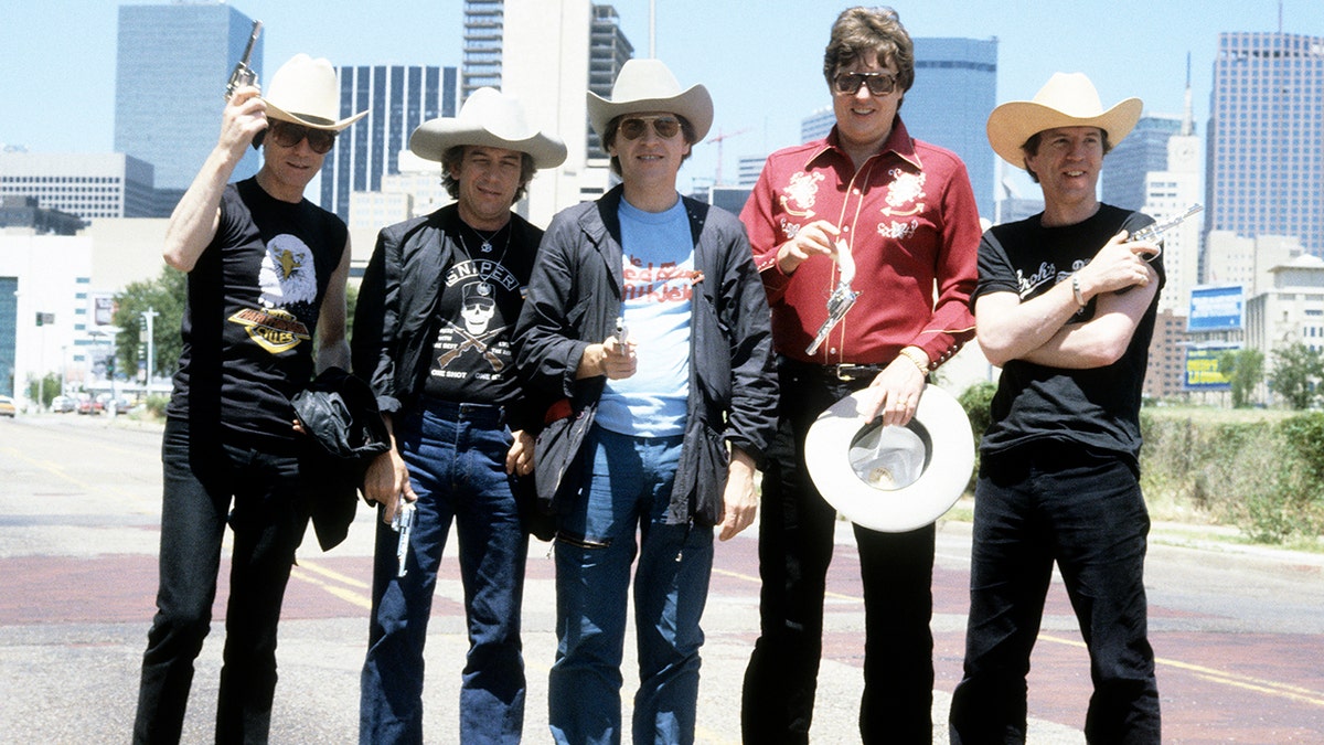 English pop group The Animals (John Steel, Hilton Valentine, Eric Burdon, Chas Chandler and Alan Price) re-unite for a 74 date World tour on September 01,1983 in Dallas, United States.