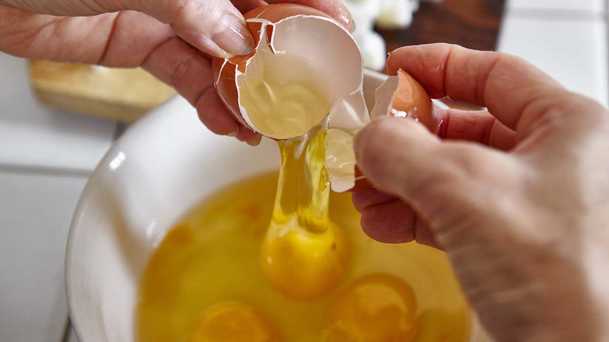 eggs cracked into bowl