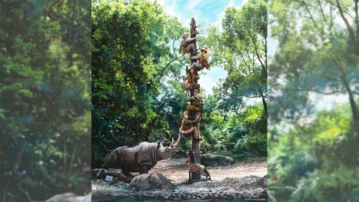An illustration published by Disney Parks Blog of a new scene in the works at the Jungle Cruise ride.