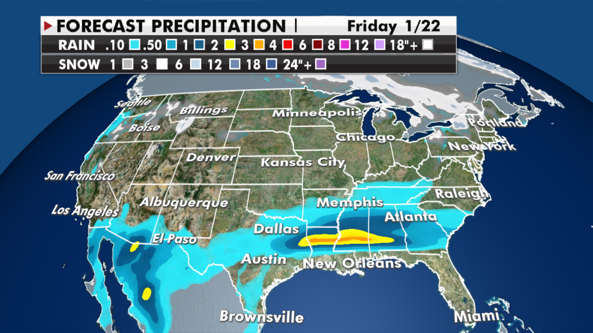 Expected precipitation totals for the coming days. (Fox News)