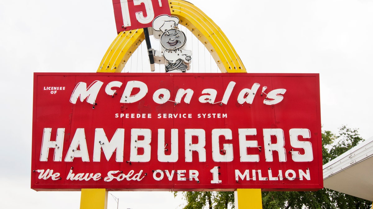Sign at the first McDonald's franchise, opened by Ray Kroc on April 15, 1955 in Des Plaines, Ill. Now a museum.