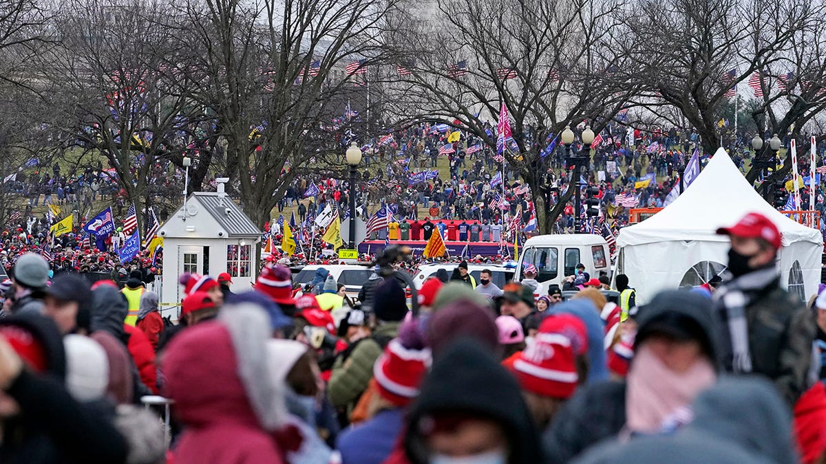 People attend a rally in support of President Donald Trump called the "Save America Rally," Wednesday, Jan. 6, 2021, in Washington. (AP Photo/Jacquelyn Martin)