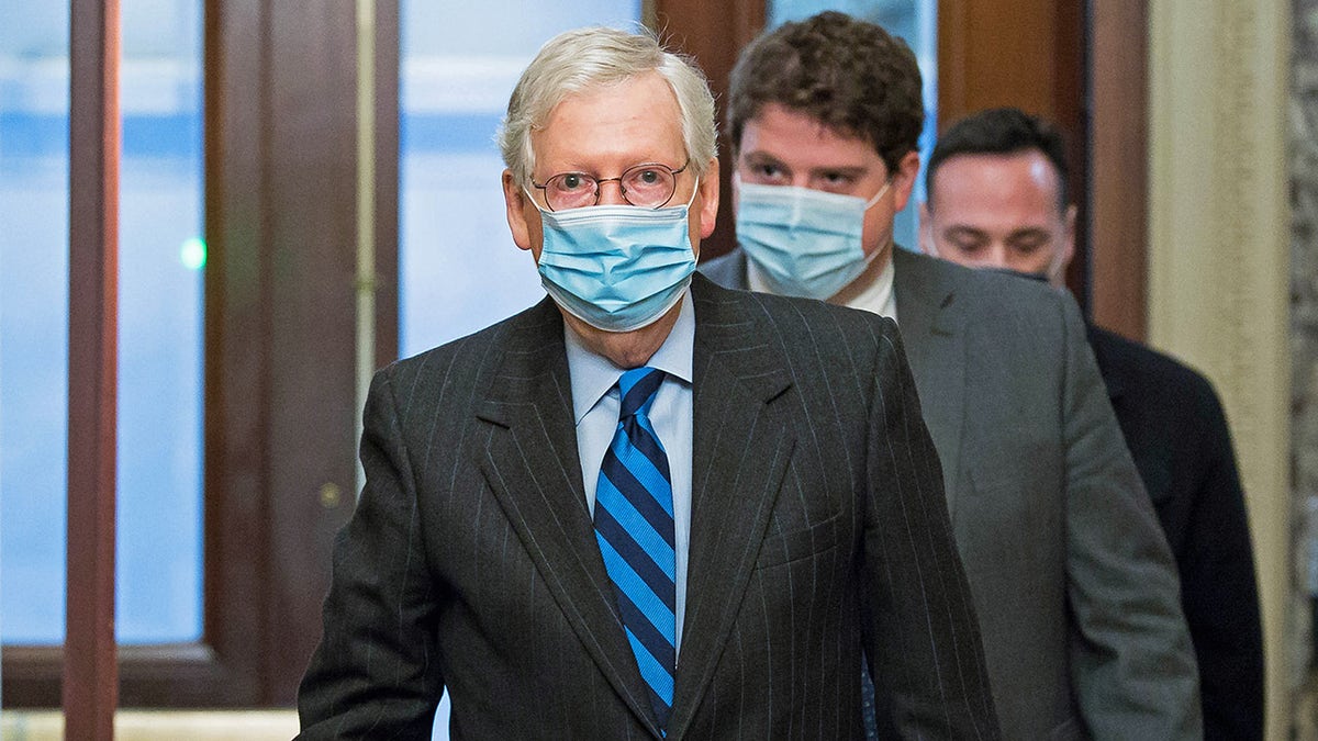 Senate Minority Leader Mitch McConnell (R-KY) arrives at the U.S. Capitol on January 1, 2021 in Washington, DC. The Senate is scheduled to convene today to resume consideration to potentially override President Trump’s veto of the National Defense Authorization Act. (Photo by Liz Lynch/Getty Images)