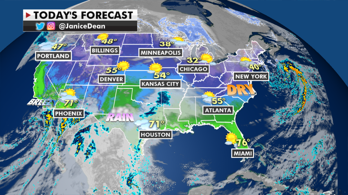 The national forecast for Wednesday, Jan. 20. (Fox News)
