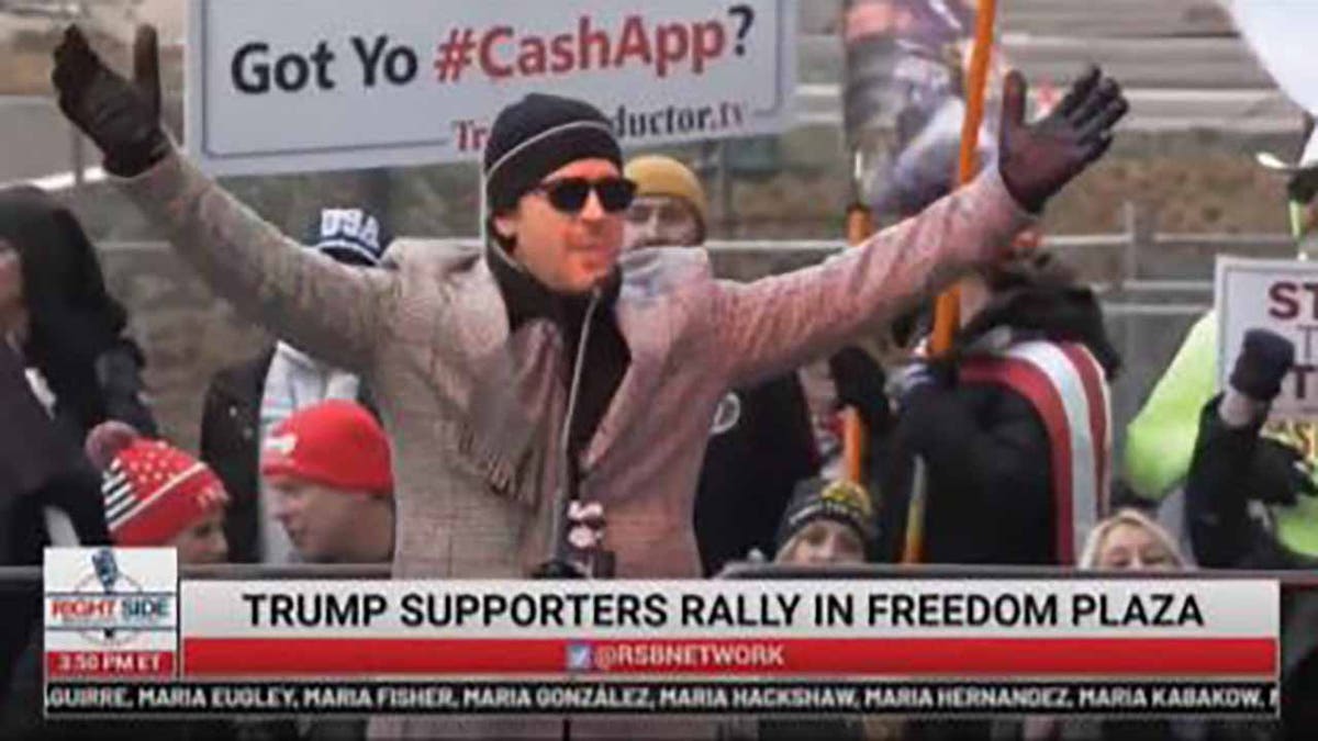 The criminal complaint also included a screenshot of Straka's speech at the "Stop the Steal" rally in Freedom Plaza on Jan. 5. It noted he was wearing the same hat, sunglasses, and coat that he wore the next day in the video at the Capitol. (Justice Department)