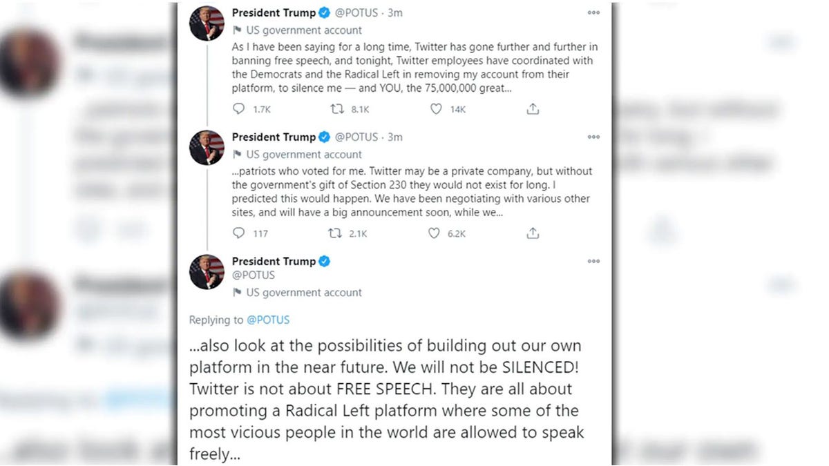 A screengrab showing three tweets removed from the official @POTUS account
