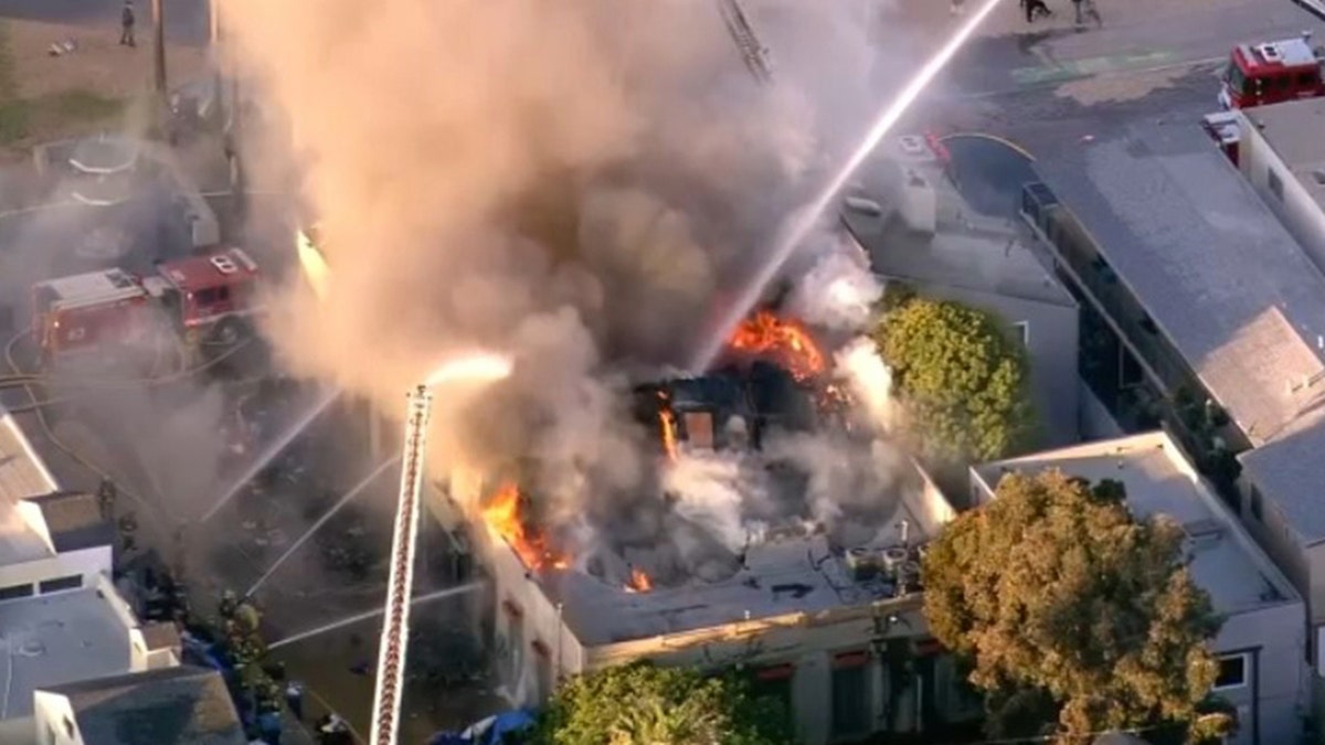 Firefighters battled the blaze in Venice Beach.