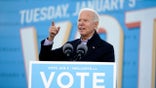 President-elect Joe Biden speaks in Atlanta, Monday, Jan. 4, 2021, as he campaigns for Senate candidates Raphael Warnock and Jon Ossoff. (AP Photo/Carolyn Kaster)