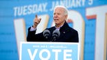 President-elect Joe Biden speaks in Atlanta, Monday, Jan. 4, 2021, as he campaigns for Senate candidates Raphael Warnock and Jon Ossoff. (AP Photo/Carolyn Kaster)