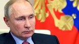 Russian President Vladimir Putin attends a meeting on economic issues via video conference at the Novo-Ogaryovo residence outside Moscow, Russia, Thursday, Jan. 21, 2021. (Mikhail Klimentyev, Sputnik, Kremlin Pool Photo via AP)