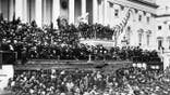 Crowd at President Abraham Lincoln's second inauguration, March 4, 1865.