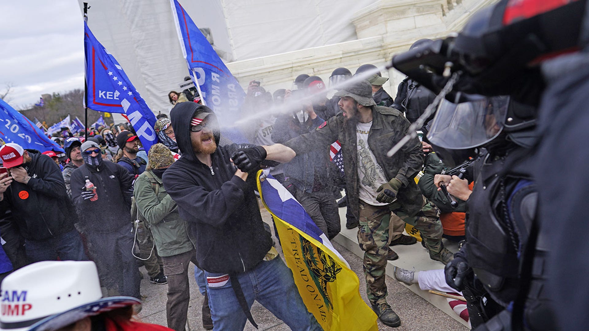 Protesters gather on the second day of pro-Trump events fueled by President Trump's continued claims of election fraud and a push to overturn the results before Congress finalizes them in a joint session of the 117th Congress on Wednesday, Jan. 6, 2021, in Washington, DC. 