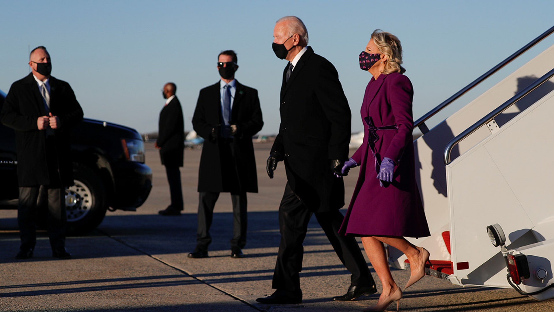 U.S. President-elect Joe Biden and his wife, Jill Biden, arrive at Joint Base Andrews in Maryland, U.S. January 19, 2021.