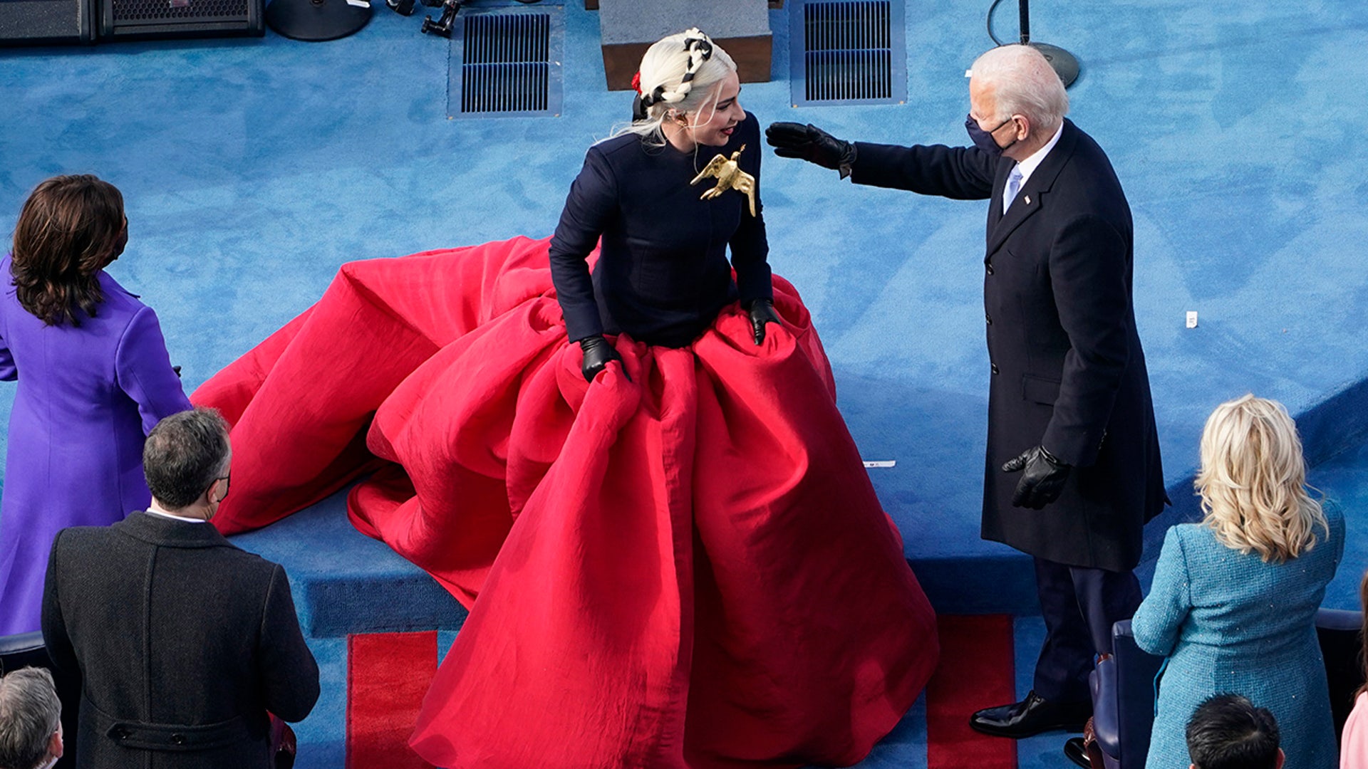 President-elect Joe Biden greets Lady Gaga during the 59th Presidential Inauguration at the U.S. Capitol in Washington, Wednesday, Jan. 20, 2021.