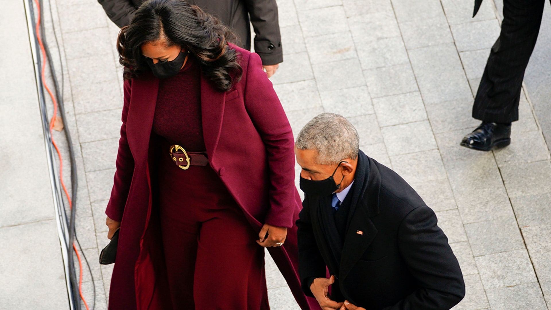Former US President Barack Obama, and former First lady Michele Obama arrive for the inauguration of Joe Biden as the 46th US President on January 20, 2021, at the US Capitol in Washington, DC. (Photo by Melina Mara / POOL / AFP) (Photo by MELINA MARA/POOL/AFP via Getty Images)