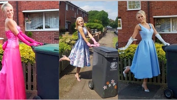 Woman dresses up to take out trash to amuse neighbors, fundraise for charity