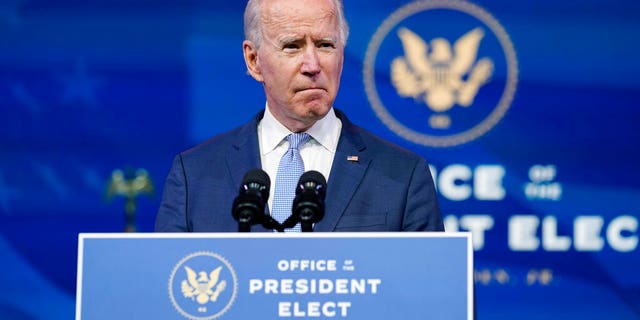 President-elect Joe Biden speaks at The Queen theater in Wilmington, Del., Wednesday, Jan. 6, 2021. (AP Photo/Susan Walsh)