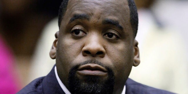 Former Detroit Mayor Kwame Kilpatrick sits in a Detroit courtroom. The disgraced former mayor is slated to be released from prison following the commutation by President Trump early Wednesday. (Associated Press)