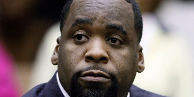 Former Detroit Mayor Kwame Kilpatrick sits in a Detroit courtroom. The disgraced former mayor is slated to be released from prison early following the commutation by President Trump late Tuesday. (Associated Press)