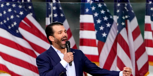 Donald Trump Jr. speaks Wednesday, January 6, 2021, in Washington, at a rally in support of President Donald Trump called the "Save America Rally." (AP Photo / Jacquelyn Martin)