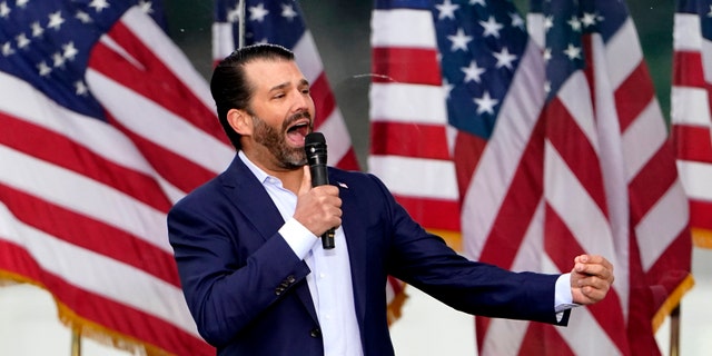 Donald Trump Jr. speaks Wednesday, Jan. 6, 2021, in Washington, at a rally in support of President Donald Trump called the "Save America Rally." (AP Photo/Jacquelyn Martin)