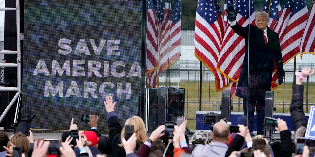 President Donald Trump arrives to speak at a rally Wednesday, Jan. 6, 2021, in Washington. Shortly after, a pro-Trump mob stormed the U.S. Capitol, forcing lawmakers and Vice President Pence into hiding. Federal prosecutors said Trump's supporters aimed to "capture and assassinate" elected officials. (AP Photo/Jacquelyn Martin)