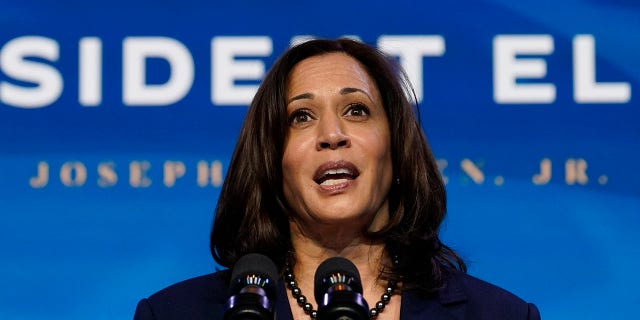 Vice President-elect Kamala Harris speaks during an event at The Queen theater in Wilmington, Del., Friday, Jan. 8, 2021, to announce key administration posts. (AP Photo/Susan Walsh)