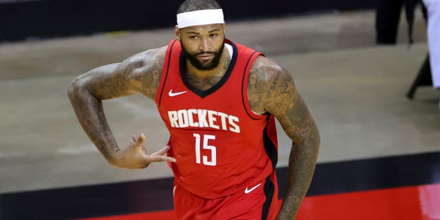 Rockets' DeMarcus Cousins during the Los Angeles Lakers game, Jan. 10, 2021, in Houston.