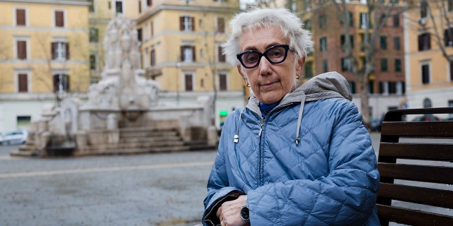 FILE - In this March 26, 2019 file photo, Lucetta Scaraffia, founder of the all-female editorial board Vatican's women's magazine, "Women Church World", poses for portraits after an interview with the Associated Press in Rome. (AP Photo/Domenico Stinellis, file)