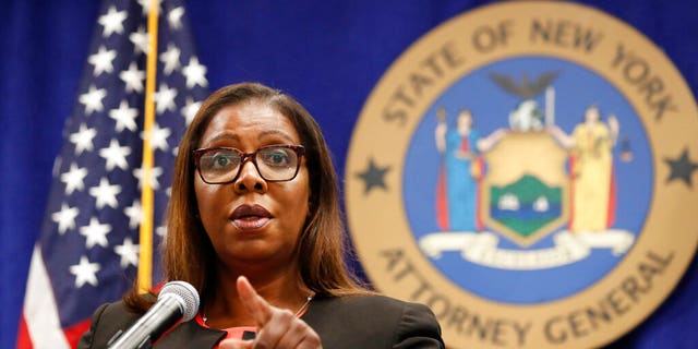 New York State Attorney General Letitia James answers a question at a press conference in New York.  (AP Photo / Kathy Willens, file)