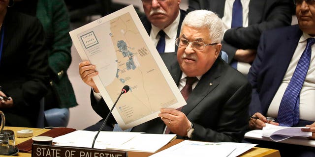 FILE: Palestinian President Mahmoud Abbas speaks during a Security Council meeting at United Nations headquarters