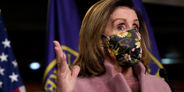 House Speaker Nancy Pelosi of Calif., speaks during a news conference on Capitol Hill in Washington, Thursday, Jan. 21, 2021. (AP Photo/Susan Walsh)