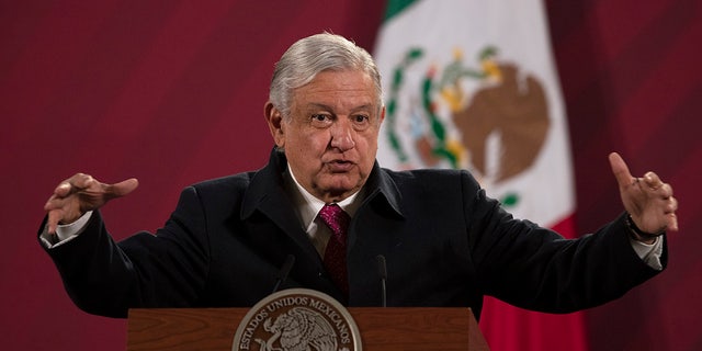 Mexican President Andres Manuel Lopez Obrador gives his daily, morning news conference at the presidential palace, Palacio Nacional, in Mexico City on Dec. 18, 2020.  (AP Photo/Marco Ugarte, File)