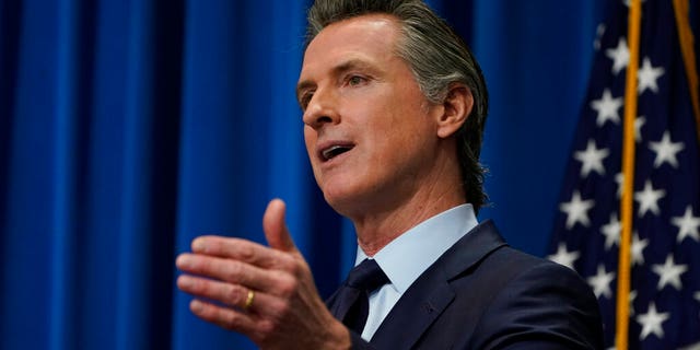 FILE: California Gov. Gavin Newsom outlines his 2021-2022 state budget proposal during a news conference in Sacramento, Calif. 