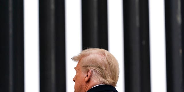 FILE: President Donald Trump tours a section of the U.S.-Mexico border wall in Alamo, Texas. 