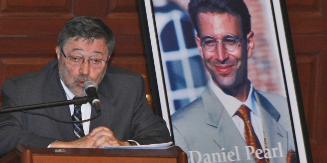 FILE - In this April 15, 2007, file photo, Dr. Judea Pearl, father of American journalist Daniel Pearl, who was killed by terrorists in 2002, speaks in Miami Beach, Fla. Pakistan's Supreme Court on Thursday, Jan. 28, 2021, ordered the release of Ahmad Saeed Omar Sheikh who was convicted and later acquitted in the gruesome beheading of American journalist Pearl in 2002. The court also dismissed an appeal of Sheikh's acquittal by Pearl's family. (AP Photo/Wilfredo Lee, File)