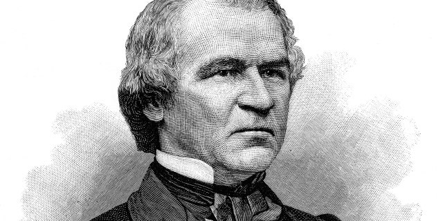 Engraving of the American President Andrew Johnson from 1890.