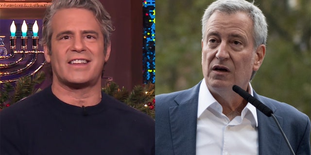 Andy Cohen (left) slammed New York City Mayor Bill de Blasio as coronavirus cases and crime riates soar.