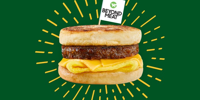 Beyond Breakfast Sausage sandwich. (Beyond Meat). 