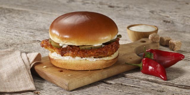 Boston Market's Nashville Hot Crispy Chicken Sandwich features a breaded chicken breast with smoky Nashville Hot sauce, pickles and ranch dressing on a brioche bun. (Boston Market)